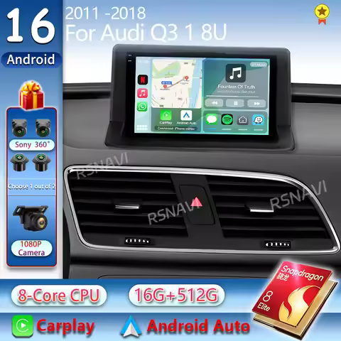 Android 16 For Audi Q3 1 8U 2011 - 2018 2K QLED Android Car Radio Multimedia Video Player GPS Stereo