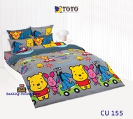 TOTO   (CU155) ลายหมีพูคิ้วตี้ Pooh Cutie  ชุดผ้าปูที่นอน ชุดเครื่องนอน ผ้าห่มนวม  ยี่ห้อโตโตแท้100%