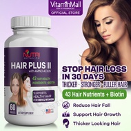 Hair Plus II Hair Supplement For Woman & Man - Stop Hair Loss, 43 Hair Vitamin + Biotin For Hair Gro