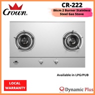 Crown CR-222 86cm 2 Burner Stainless Steel Gas Stove