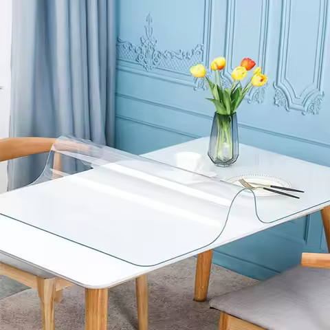 PVC Transparent table cloth cover tablecloth mat for table waterproof rectangle soft glass cloth kit