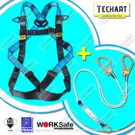 WORKSafe SIRIM Certified Full Body Harness With Energy Absorber Twin Lanyard and Double Large Hook S