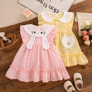 Summer New Baby Girl Plaid Dress Cute Cat Children'S Clothing (9 Months -4 Years Old)