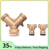 3/4 Inch 2 Way Hose Splitter Brass Y Valve Garden Tap Connector with 2 X3/4 Inch Brass Water Tap Out