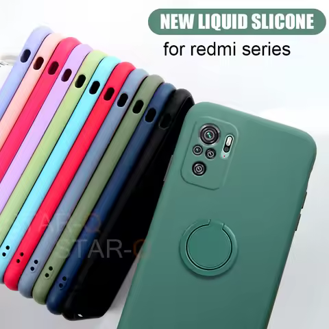Liquid Silicone Car Magnetic Ring Holder Phone Case On For Xiaomi Redmi Note 10 S Note10 Pro 11 10s 
