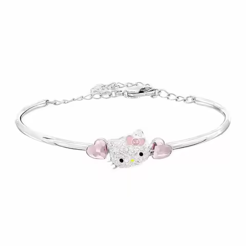Hello Kitty Stuff Cartoon Rhinestone Charm Bracelet Kawaii Pink Crystal Love Heart Bracelet Sanrio y