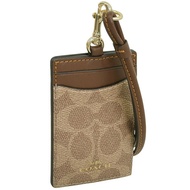Coach Card Case ID Card Holder Women's Outlet ID Lanyard Signature Canvas Brown LNYRD ID SIG CNVS CO
