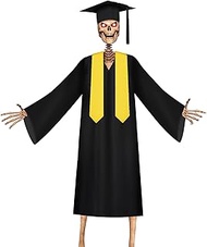 3 Pcs 12 ft Skeleton Accessories Graduation Gown Cap and Stole Skeleton Outfit Set Giant Sized Skele