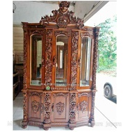 Bufet hias shima lemari hias pajangan kayu jati 3 pintu