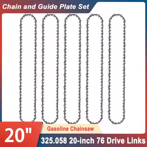 20-inch Gas Chainsaw w/ 76 DL Chain 0.325" Pitch 0.058" Guide Wear-resistant Alloy Rounded Teeth 20 