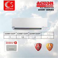 ACSON Air Conditioner / Air Cond AVORY Wall Mounted Inverter Series R32 1.0HP/1.5HP/2.0HP A3WMY10APF/15APF/20APF + ECO COOL + Plusma + 5 STAR Energy Saving with WIFI Adapter