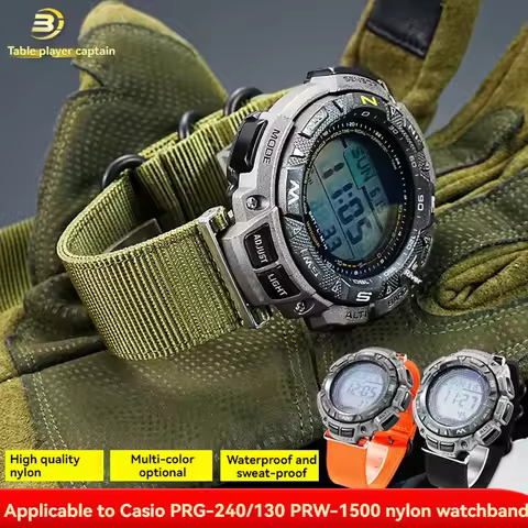 For Casio PROTREK Climbing Watch PRG-240/PRG-130Y/T PRW-1500 Modified Nylon Canvas Strap Men's Sport