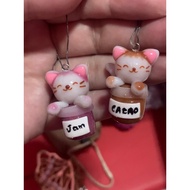 Kawaii Jam & Cacao Cat Keychain – Cute Couple Cat Charm | Gift for Cat Lovers