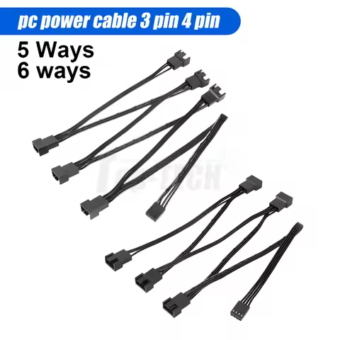 5/6Ways 4 Pin PWM Splitter 4Pin PWM Female To 3/4 Pin PWM Fan Hub Adapter Cable for Computer PC Case