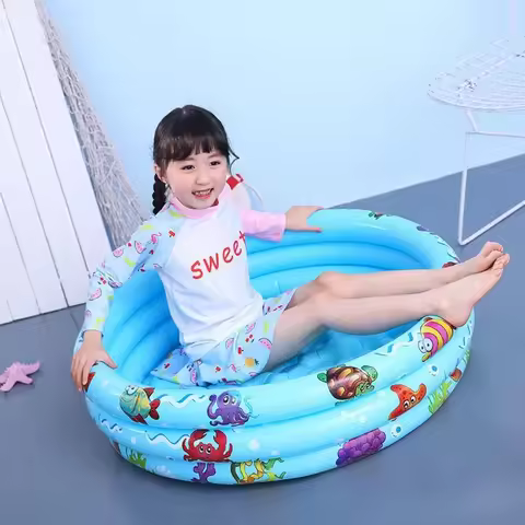 Y4QA 1 Set Baby Infants Inflatable Swimming Pool Kids Round Safety Swim Pool Foldable
