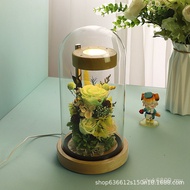 Immortal Dimming Holiday Wedding Night Light Angel Gift Making Halo Bedroom Table Lamp Glass Flower 