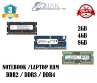 ( Memory ALL RAM PC  Laptop Notebook Refurbished ) LAPTOP RAM DDR2 / DDR3 / DDR4 , 2GB ~ 8GB RAM , MIX MODEL