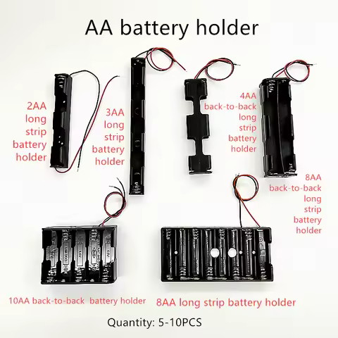 5/10PCS 2 4 6 8 10 Slots AA Battery Case Box AA LR6 HR6 Battery Holder Storage Case With Lead Wire B