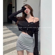 2s CROPTOP SHIRT SET WITH JUNE STORE JACKET