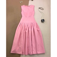 [LISA] A0768 ชุดเดรสกระโปรงยาวคอกลมแขนกุดซิปซ่อนด้านหลัง เรียบหรูดูแพงผู้ดีมาก ใส่ออกงาน คาเฟ่ งานมง