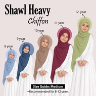 Shawl Heavy Chiffon Kids | Tudung Budak || 3–7 tahun = S, 8–12 tahun = M (untuk kanak-kanak) part (1
