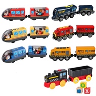Battery Operated Kids Electric Train Set Diecast Magnetic Locomotive Slot Toy Fit for Wooden Train Rail Track Toys Kids Gifts