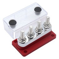 [fastour]600A Bus Bar 4-Stud (3/8 Inch) M10 High Current Copper Busbar Terminal Block Marine DC 12V 