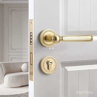 🚓Golden Bedroom Door Lock Indoor Room Wooden Door Lock Magnetic Suction Mute Split Door Handle French Retro Door Lock
