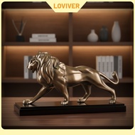 LOVIVER Bronze Lion Sculpture with Base Prowling Lion Sculpture Black Detailed for Desk