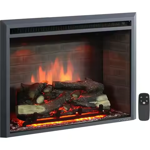Western Electric Black Fireplace Insert 33 1/16 Inches Wide with Remote Control Fire Crackling Sound