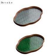 Devoko Jewelry Organizer Tray*begonia Flower Glass Tray Gift Begonia Flower Glass Tray for Hotel Eve