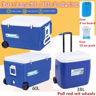 60L 38L Super Big Cooler Ice Box with Wheel Portable Storage Cold Box Heavy Duty Icebox for Camping 