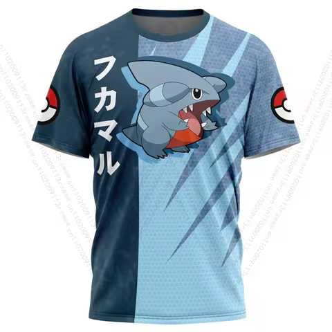 Anime Gible Attack Pokemon Kid 3D Fashion Casual Sports Tee Pocket Monsters Clothes Men/Women Short-
