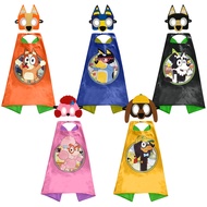 Cartoon bluey dog family Cloak Toy Set Halloween Character Party Cosplay Costume Mask Cloak Kid’s To