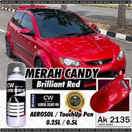 [ AK2135 Brilliant Red ] Aikka Candy Series Merah Candy Kaler Maroon Cat Kereta Motor Cover Set Tin 