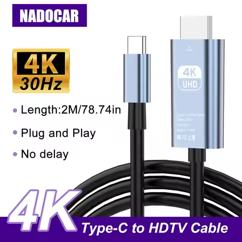 4K30Hz USB C To HDTV Cable, 2m/78.74In/6.56FT Aluminum Shell Type-C To HDMI Cable, Compatible For Ma