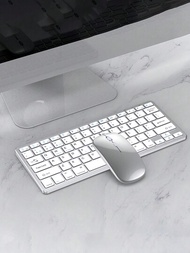 1入組超薄可充電無線鍵盤與滑鼠套裝,適用於桌上型電腦、筆記型電腦、平板電腦和手機