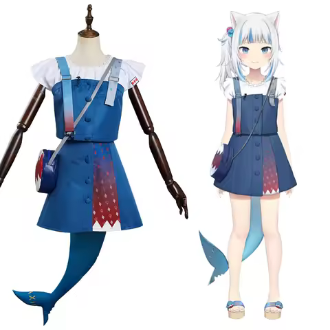 Hololive Vtuber Gawr Gura Cosplay Costume Dress Outfits With Bag Halloween Carnival Suit