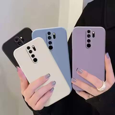 Square Liquid Silicone Phone Protective Case For Xiaomi Redmi 9 9A 9C 9T 10 10A 10C Note 5 6 7 8 9 9