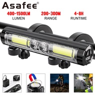 ASAFEE MY19 Rechargeable Bike Light 1500LM Dual XPG COB Red White Lamp Magnetic Mount Waterproof