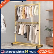 Movable with rollers 2Layer Steel Structure Hanging Organizer Rack/rak baju/ampaian baju/Hanger Baju