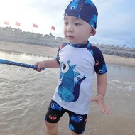 Kids Boy Swimming Suits 3pcs/set Free Swim Cap Cute Dinosaur Design Swimwear