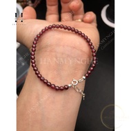 Super pretty 4mm mini garnet bracelet with silver wire core