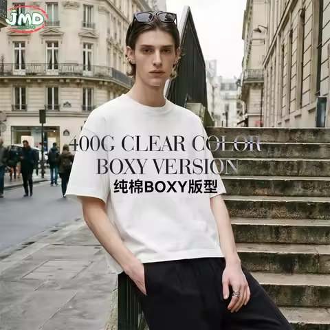 JMD Fashion 2026 Man 400gsm Boxyfit T Shirt Unisex Heavy Weight 100% Cotton Short Sleeve O Neck T-Sh