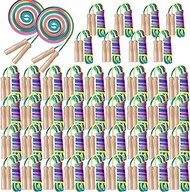 PullCrease 48 Pcs 8.53 ft Adjustable Jump Rope for Kids Rainbow Cotton Jump Rope Bulk Kids Skipping Rope with Wooden Handles Toddler Jumping Rope for Boys Girls Students Preschooler Outdoor Exercise