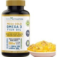 Omega 3 Fish Oil Supplement – 2000mg Contains EPA DHA and Vitamin E – No Hiccup, Triple Power Men Wo