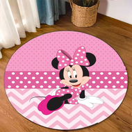 〖Queena carpet〗 MINISO Disney Cute Minnie Mickey Round Carpet for Living Room Bedroom Decor Lounge S