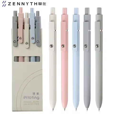 5-Pack Set, 0.5mm Color Gel Ink Rollerball Pens, Plastic, Quick-Drying, Medium Point, Black Ink, Vin