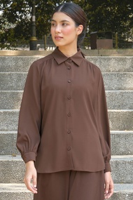Giulianna Front Button Shirt - Pinecone