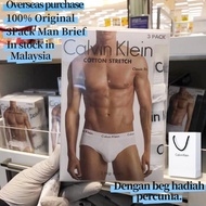 CK Man Hip Briefs Men's Cotton underwear 3Pack Underwear Stretch Comfortable Man Shorts Seluar Dalam